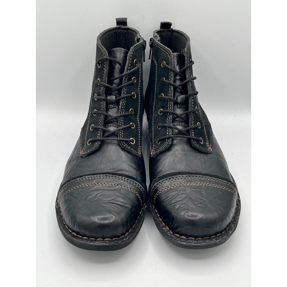 Clarks Collection Women Black Leather Suede Cap Toe Lace Zip Ankle Boots Sz 8.5M